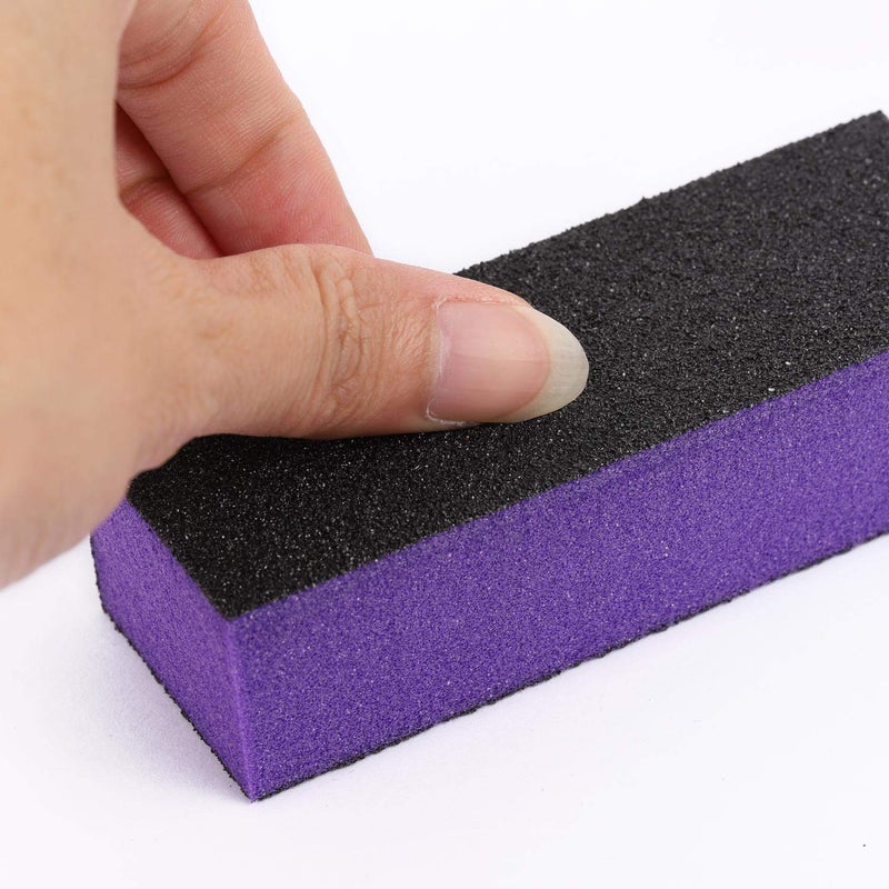 LoveBB 20 Pcs Nail Buffer Block Sponge Sanding Buffing File 80/120 Grit 3 Sides Nail Files for Manicure Nail Tools (Purple Black) - Image 2